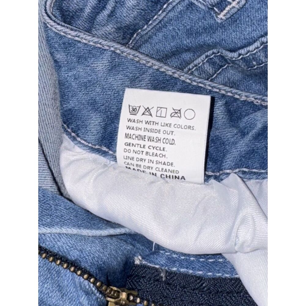 Women's Plus Size 0XL Distressed Flare Jeans Blue Stretch High Rise Denim - Picture 9 of 12